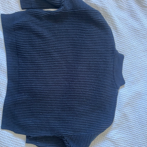Topshop Navy Ribbed Knit Mock Neck Sweater Size S - Picture 3 of 4